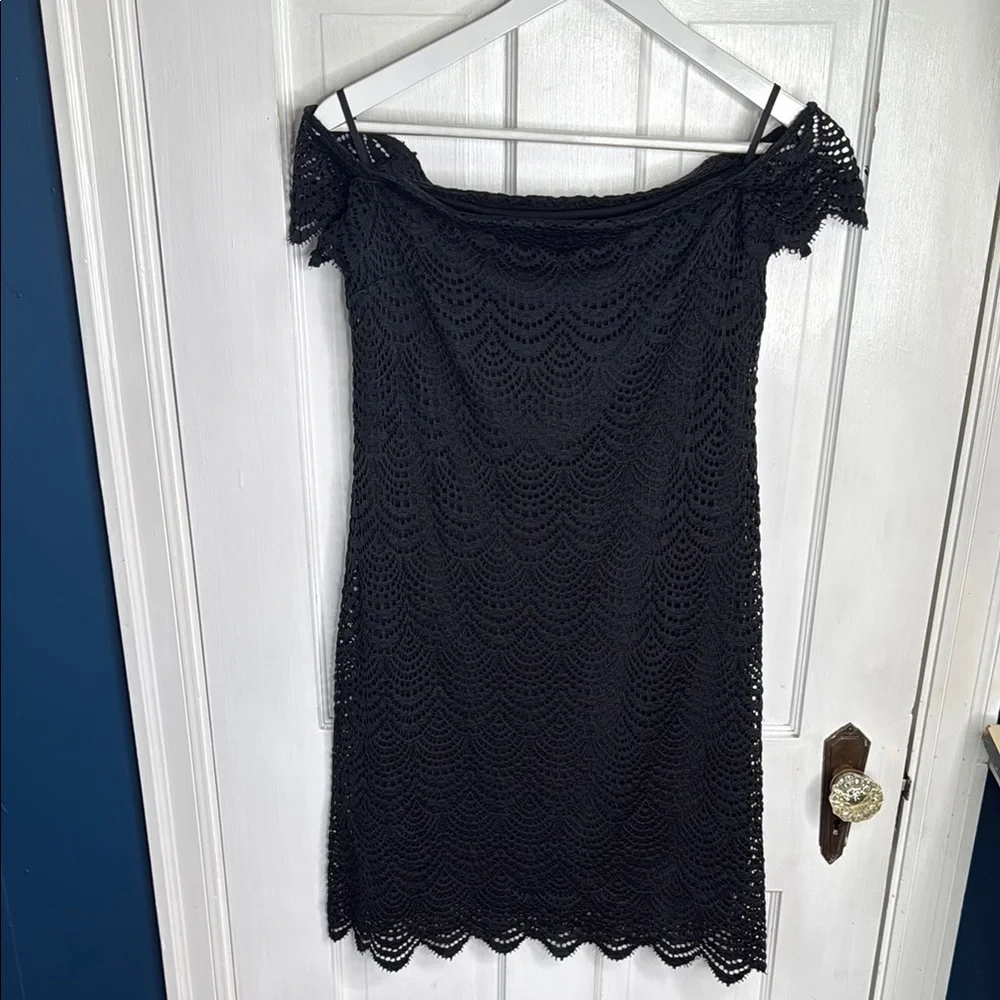 Lilly Pulitzer Jade Dress Black Scalloped Shell Lace W1527 Sz 8 - Picture 4 of 11